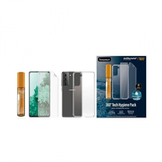 PanzerGlass Schutzset für Samsung Galaxy S21 TPU-Folie + ClearCase + Reinigungsflüssigkeit 30 ml