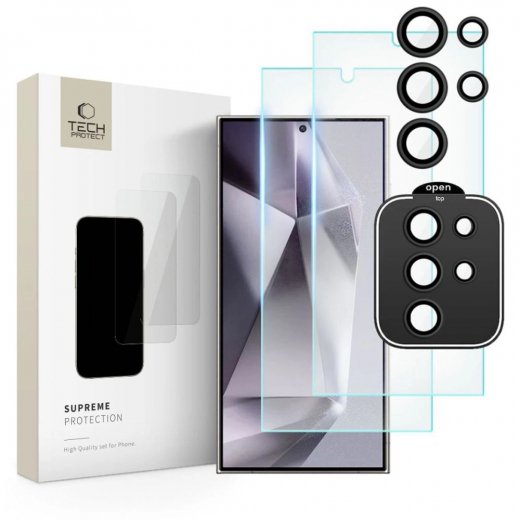 Tech-Protect Supreme Set für Samsung Galaxy S24 Ultra 2x Display-Hartglas / Kamera-Hartglas