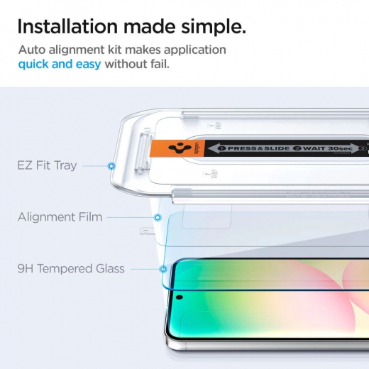 Spigen Glas.tR EZ Fit gehärtetes Glas für Samsung Galaxy S24 FE (2 Stück)