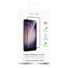 Puro Frame Tempered Glass mit schwarzem Rahmen für Samsung Galaxy S25+ / S24+